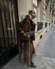 Manteau maxi en fausse fourrure élégant