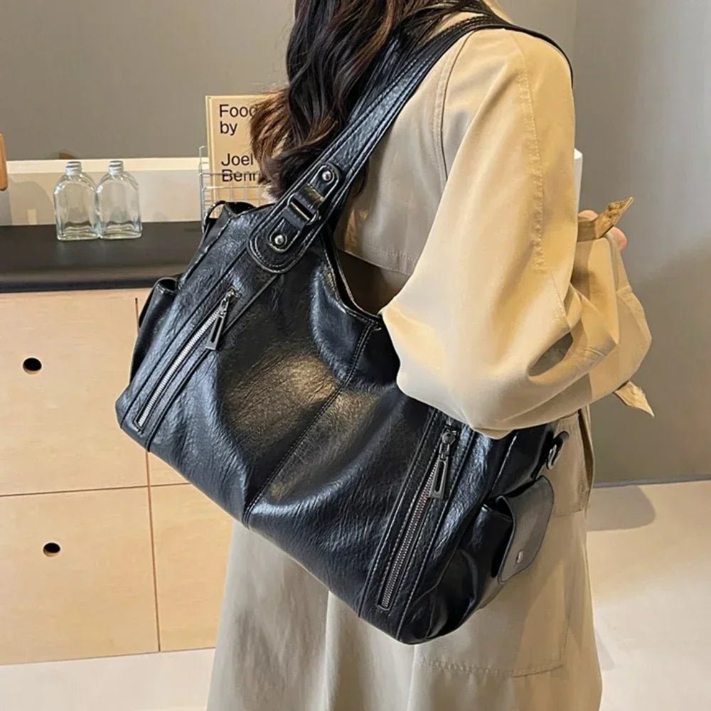 OLANE Stylish Faux Leather Shoulder Bag BlackRegularWomen's Bags
