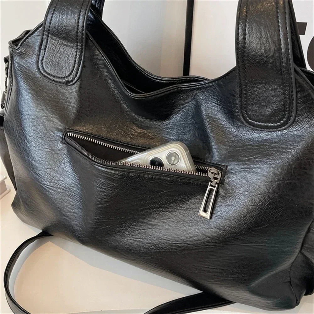 OLANE Stylish Faux Leather Shoulder Bag BlackRegularWomen's Bags