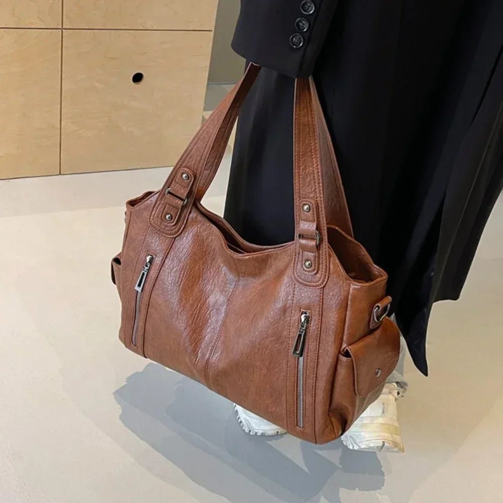 OLANE Stylish Faux Leather Shoulder Bag BrownRegularWomen's Bags