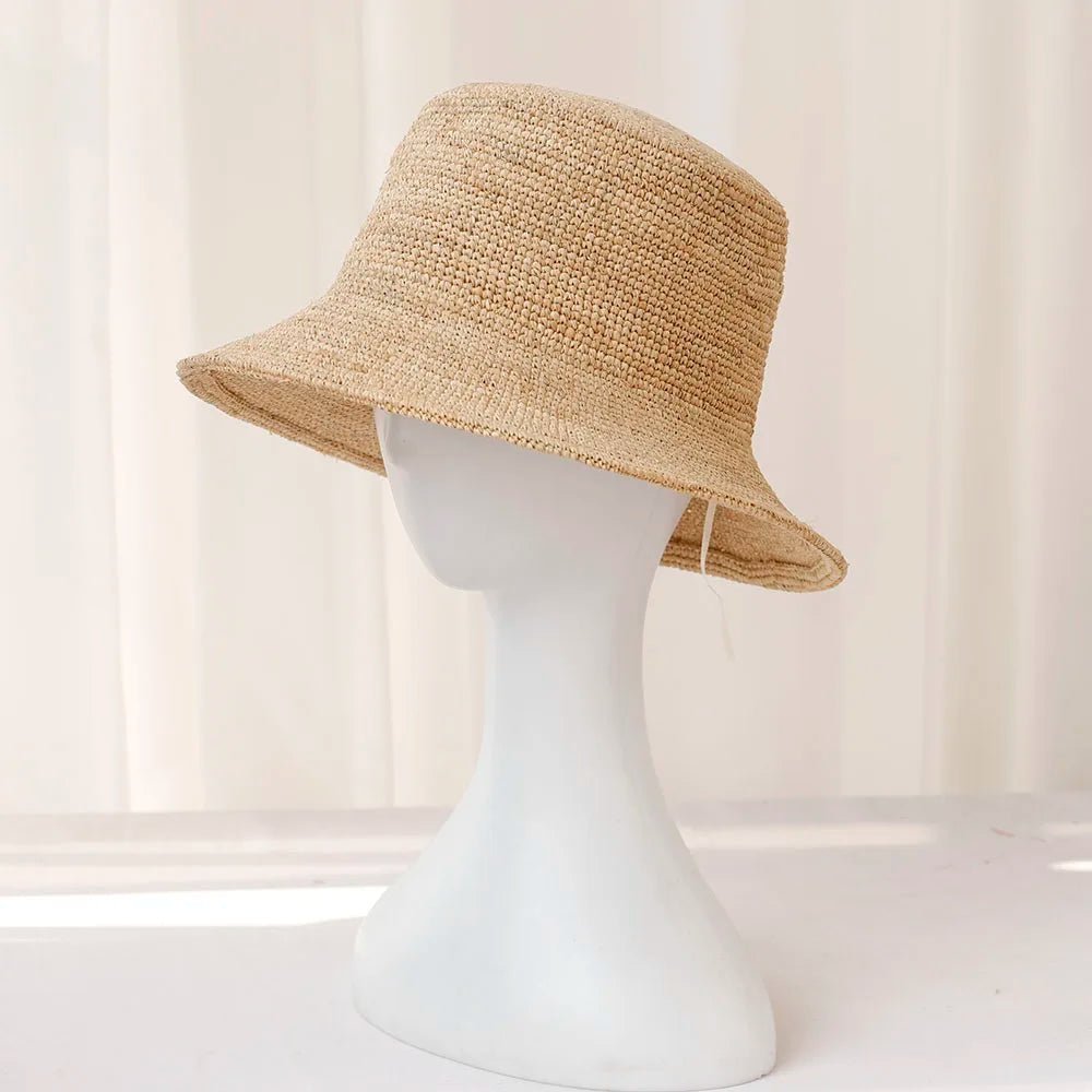 OLANE Stylish Raffia Bucket Hat Light Brown56-58 cmWomen's Accessories