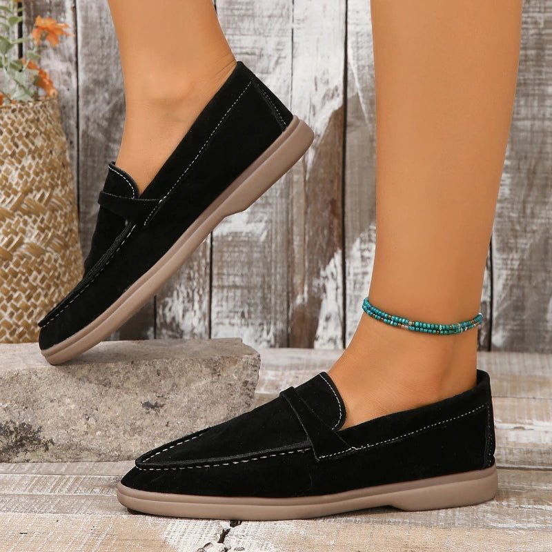 OLANE Suede Slip - On Flat Shoes Black35Women's Shoes