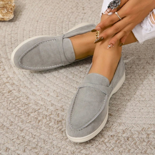 OLANE Suede Slip - On Flat Shoes Grey35Women's Shoes