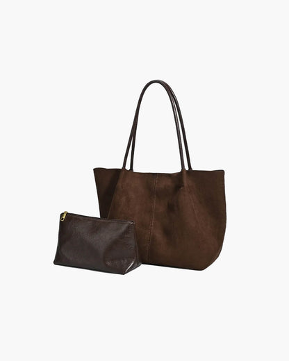 OLANE Suede Tote Bag with Pouch CoffeeWomen's Bags