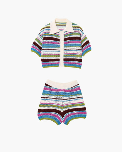 OLANE Teresa Striped Crochet Co-ord Set DawnSWomen's Sets