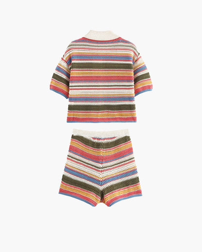 OLANE Teresa Striped Crochet Co-ord Set TwilightMWomen's Sets