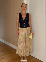 Tiered Ruffle Boho Maxi Skirt