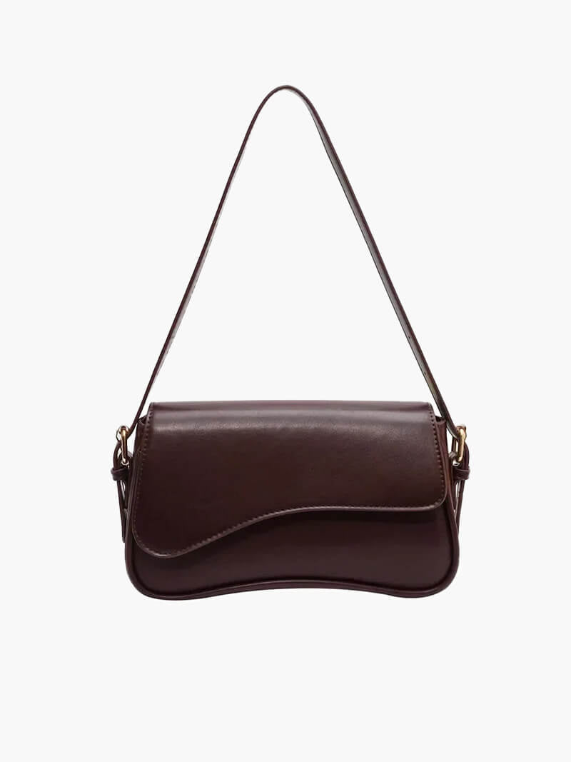 OLANE Vegan Leather Shoulder Saddle Bag Dark BrownRegularBag
