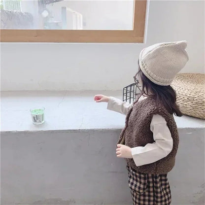 OLANE Velvet Baby Vest Light Brown90 (1-2 Years)Kids' Coats & Jackets
