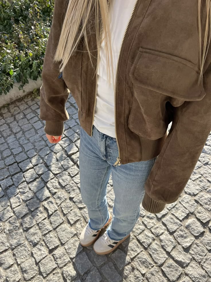 Vintage Kunstwildleder Bomberjacke