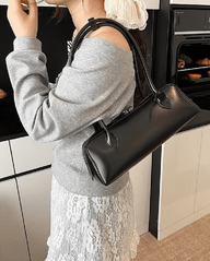 Sac baguette en simili cuir vintage