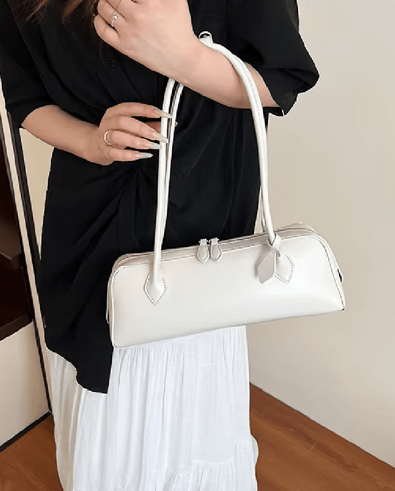 OLANE Vintage Leather Baguette Bag WhiteWomen's Handbags