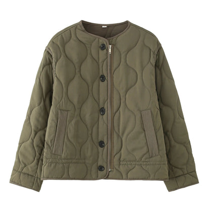 OLANE Vintage Quilted Padded Coat BurgundyXSWomen's Coats & Jackets