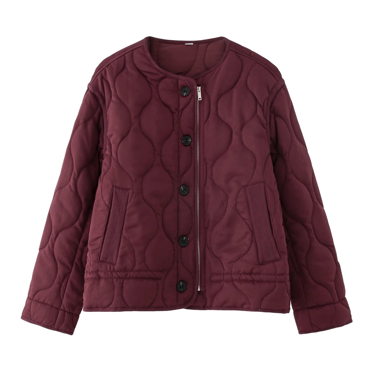 OLANE Vintage Quilted Padded Coat BurgundyXSWomen's Coats & Jackets