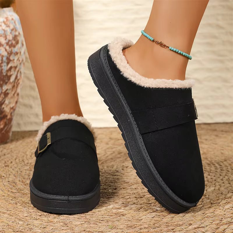 Warme Kunstfellgefütterte Wildleder-Clogs