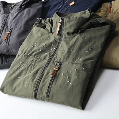 OLANE Waterproof Hooded Tactical Jacket Army GreenMMen's Coats & Jackets
