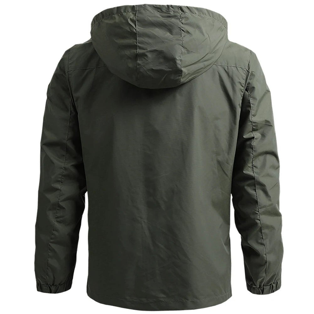 OLANE Waterproof Hooded Tactical Jacket Army GreenMMen's Coats & Jackets