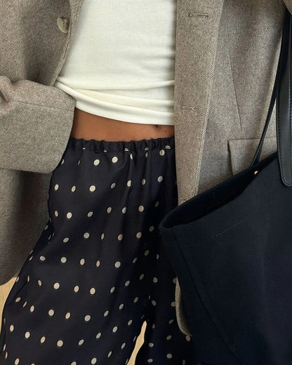 OLANE Wide-Leg Polka Dot Satin Trousers SWomen's Bottoms