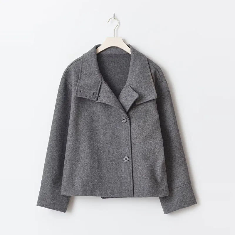 OLANE Winter Cape Collar Coat Navy BlueSWomen's Coats & Jackets