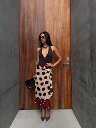 Wrap Midi Skirt Scarf Detail