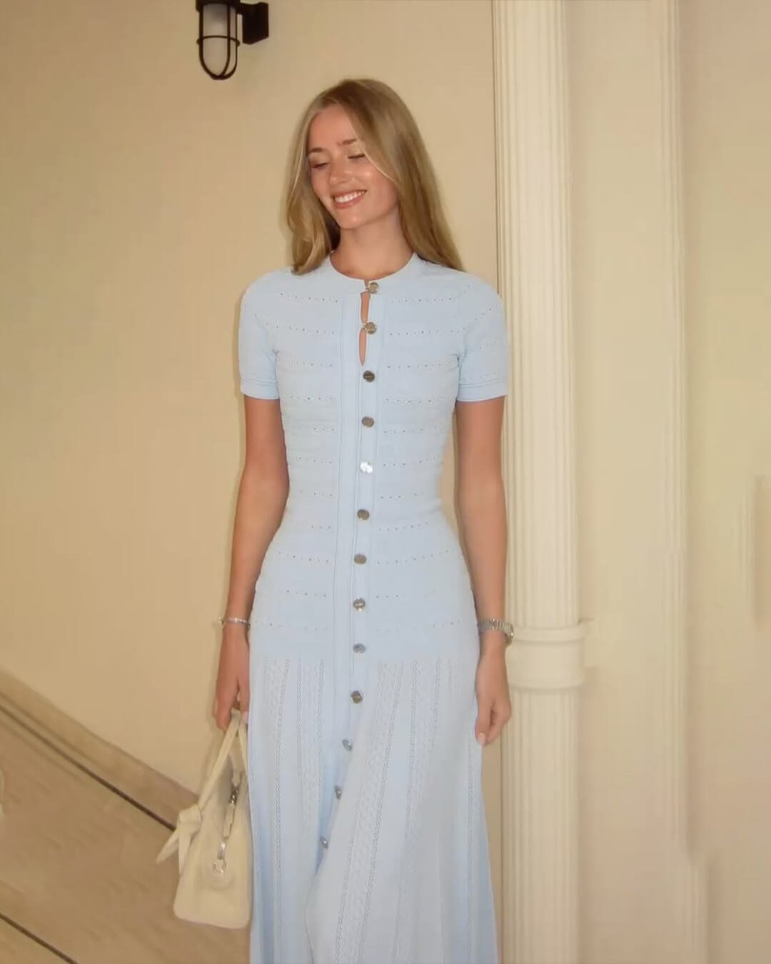 OLANE Wren Ribbed Knit Midi Dress BlueXSWomen's Dresses