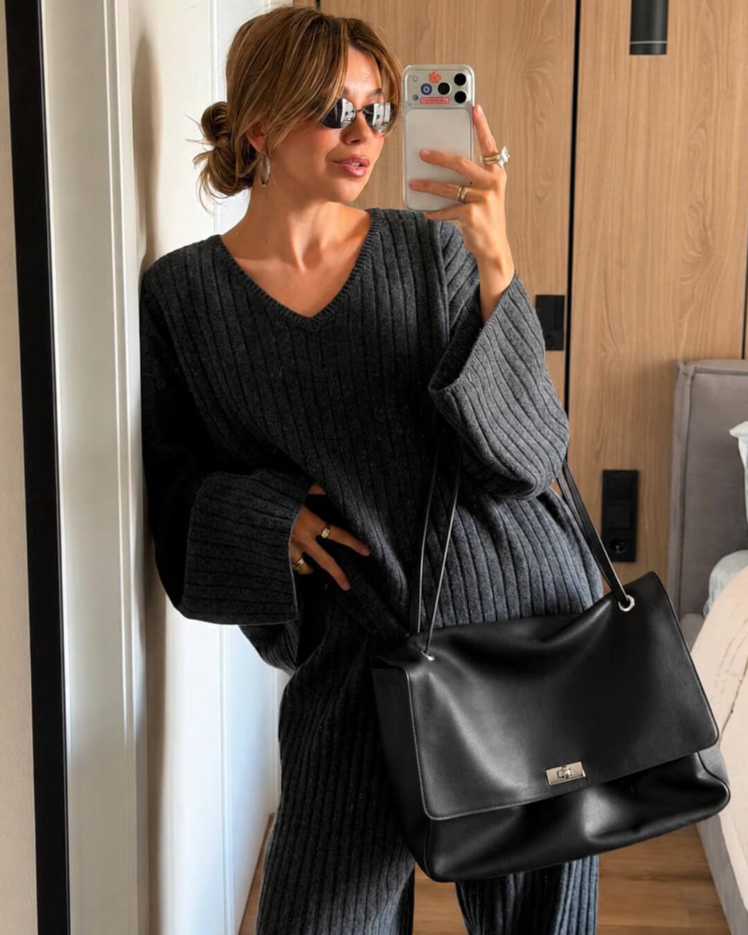 Leather Flap Maxi Shoulder Bag