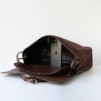 Frosted Cowhide Retro Tote Bag
