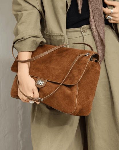 Frosted Cowhide Retro Tote Bag