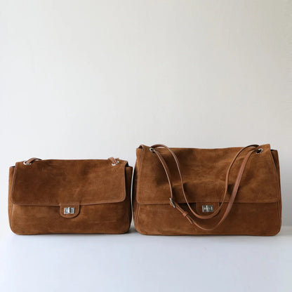 Frosted Cowhide Retro Tote Bag