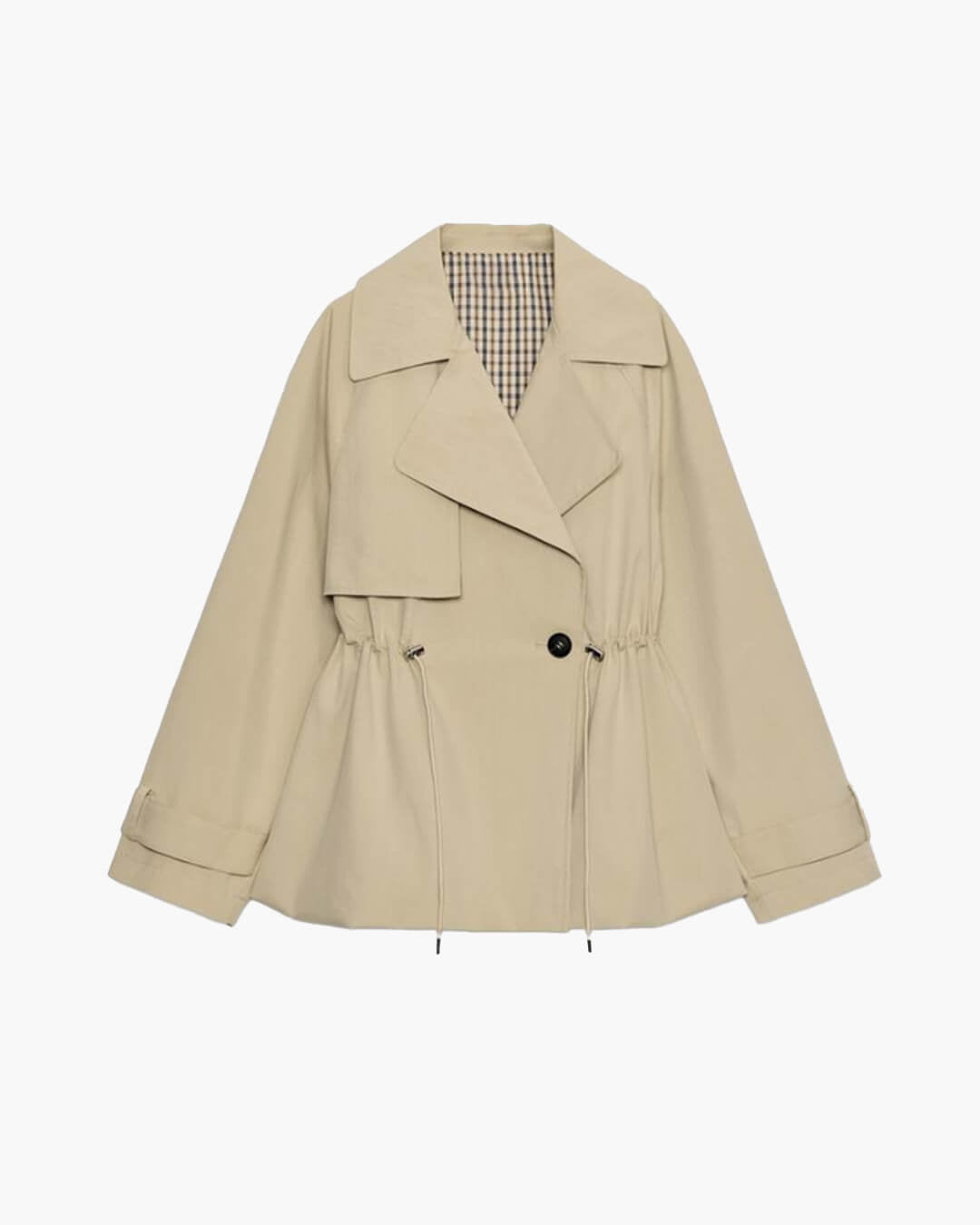 Trench-coat à col à revers et cordon de serrage