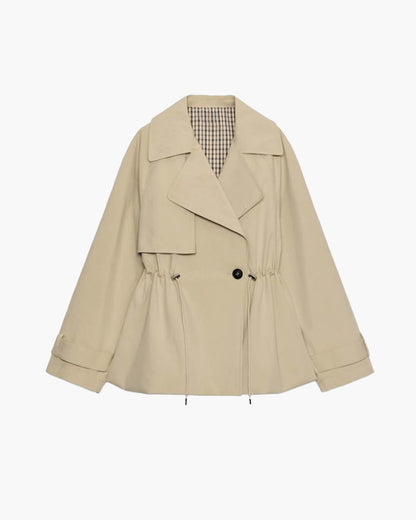 Trench-coat à col à revers et cordon de serrage