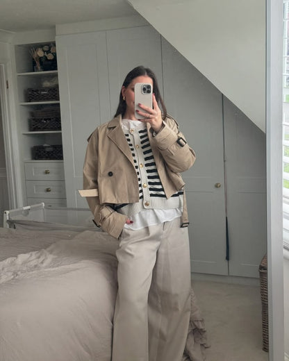 Cropped Double Breasted Trench Coat