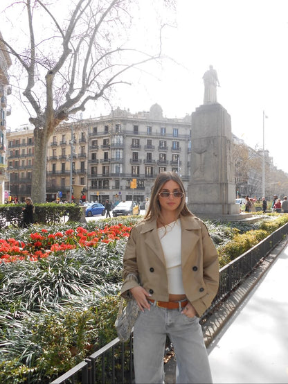 Cropped Double Breasted Trench Coat
