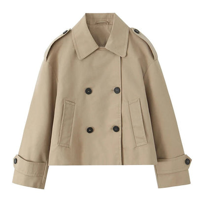 Cropped Double Breasted Trench Coat