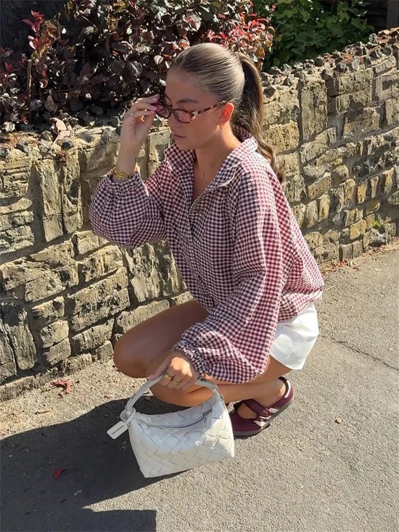Plaid Drawstring High Neck Jacket