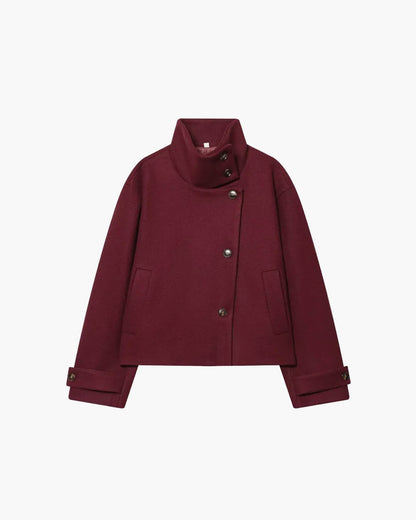 Rose Buckle Stand Collar Coat