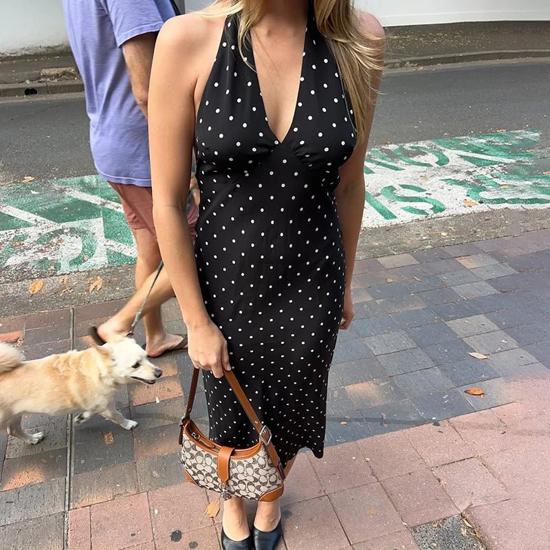 Robe longue Keira à pois à dos nu
