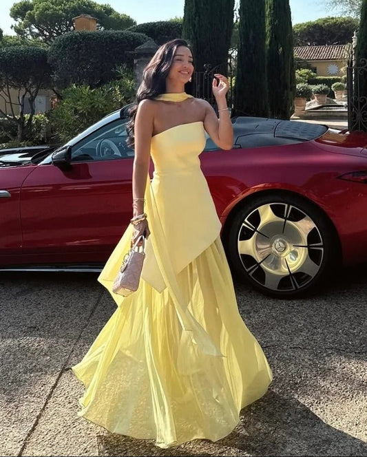 Asymmetric Sheer Maxi Dress with Scarf