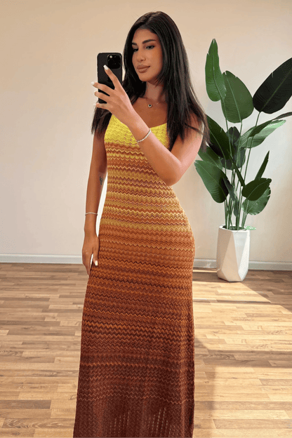 Gradient Crochet Knit Maxi Dress