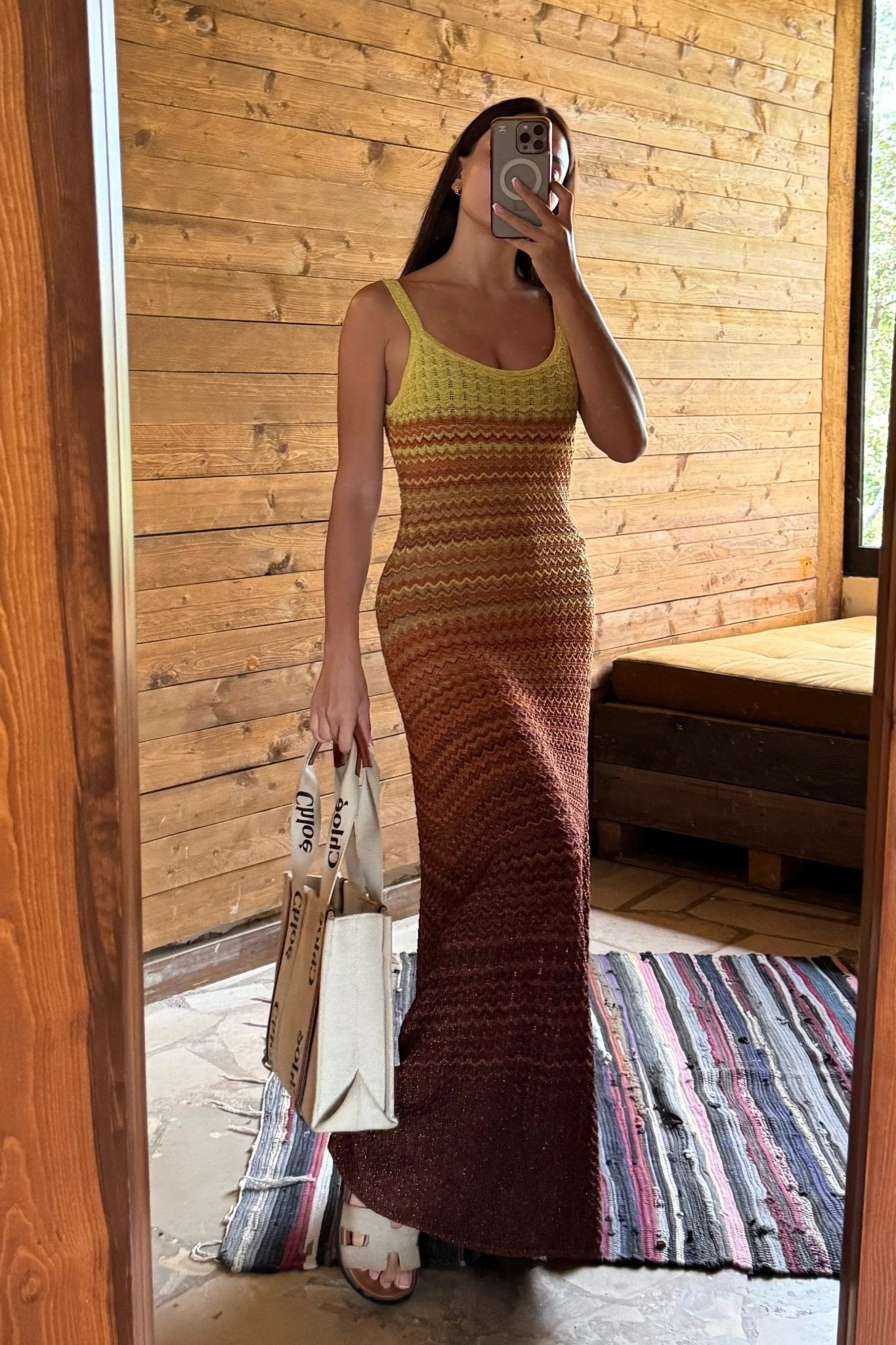 Gradient Crochet Knit Maxi Dress