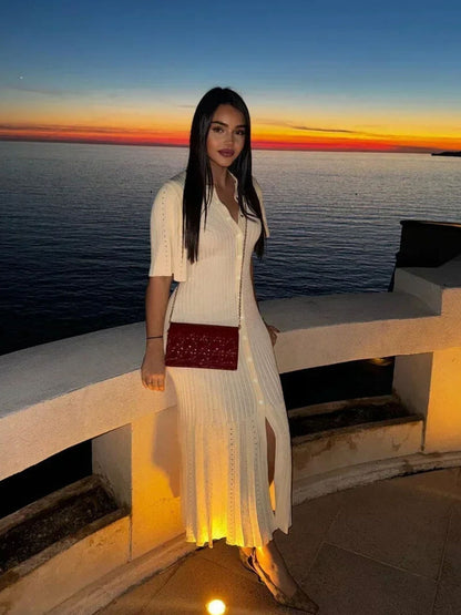 Classic Ribbed Knitted Midi Dress