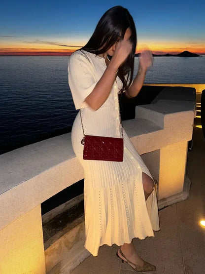 Classic Ribbed Knitted Midi Dress