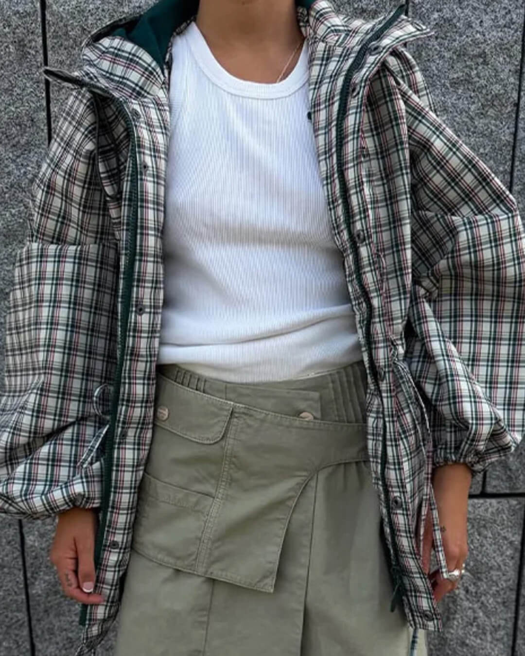 Retro Plaid Oversized Hooded Jacket