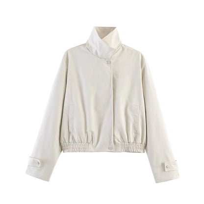 High Neck Zip-Up Bomber Jacket