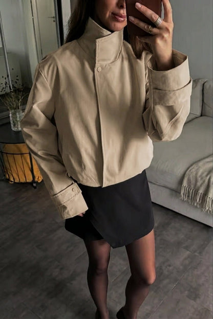 High Neck Zip-Up Bomber Jacket