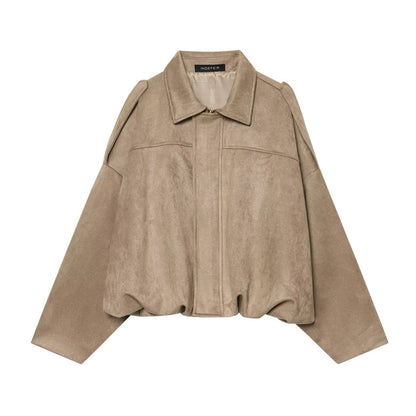 Giacca oversize con zip in suede Jessica