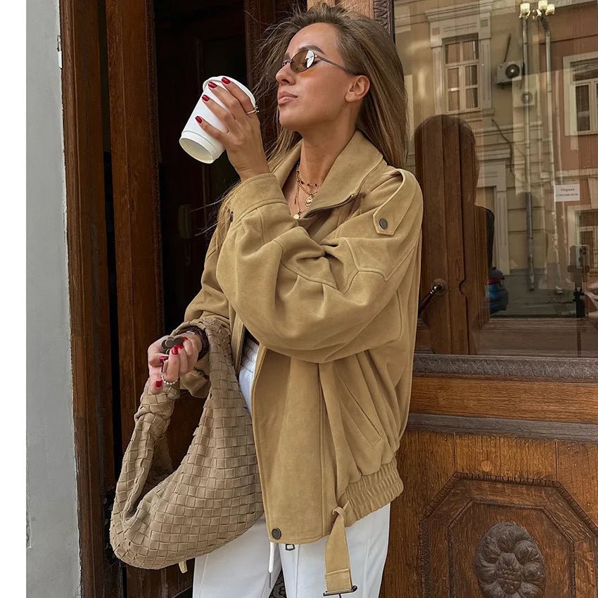 Veste bomber oversize en suédine synthétique