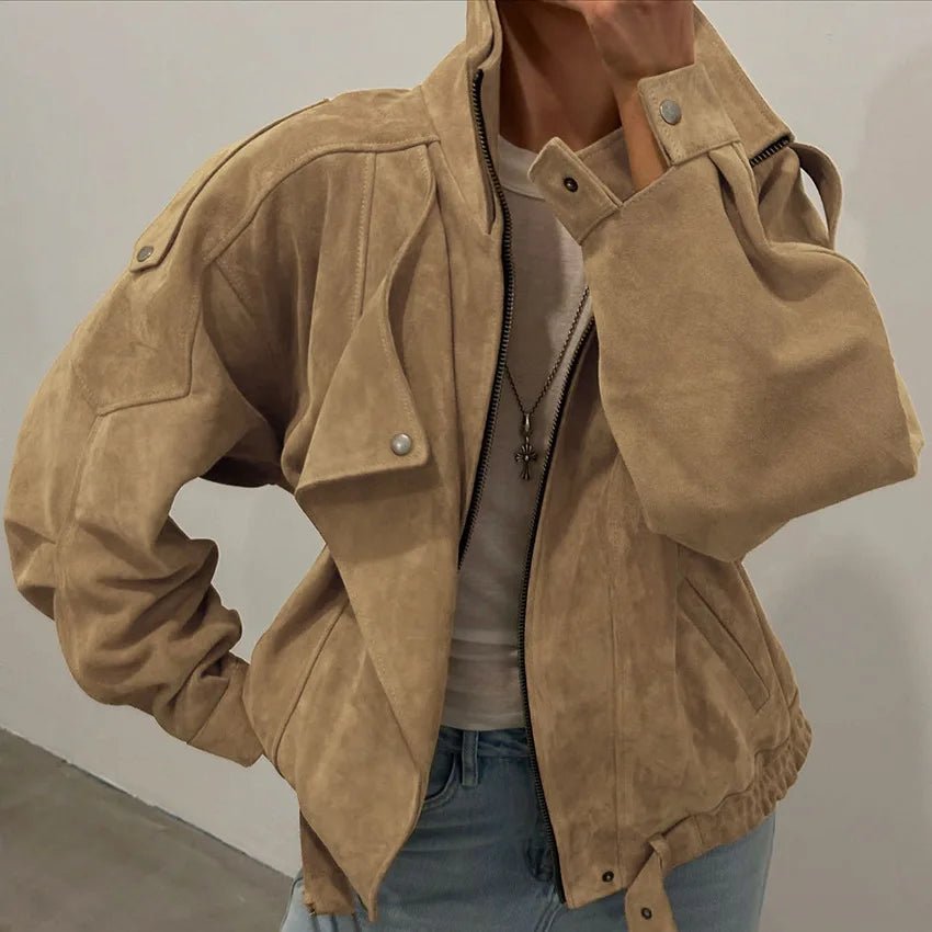 Veste bomber oversize en suédine synthétique
