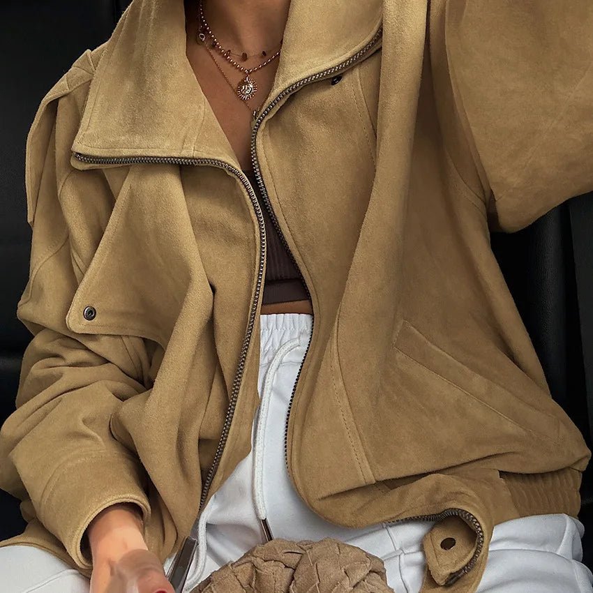 Veste bomber oversize en suédine synthétique