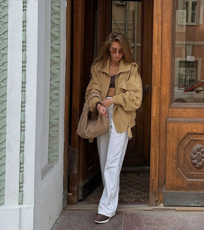 Veste bomber oversize en suédine synthétique